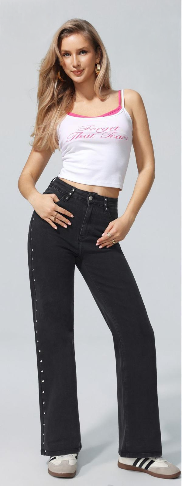 Star Stud Wide Leg Jeans