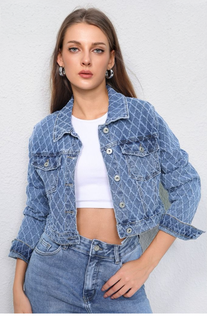 Diamond Stitch Denim Jacket